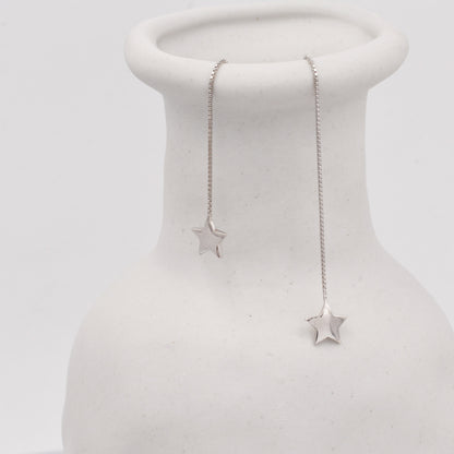 Sterling Silver Solid Little Star Threaders, Tiny Star Threaders, Star Earrings, Celestial Earrings, Minimalist