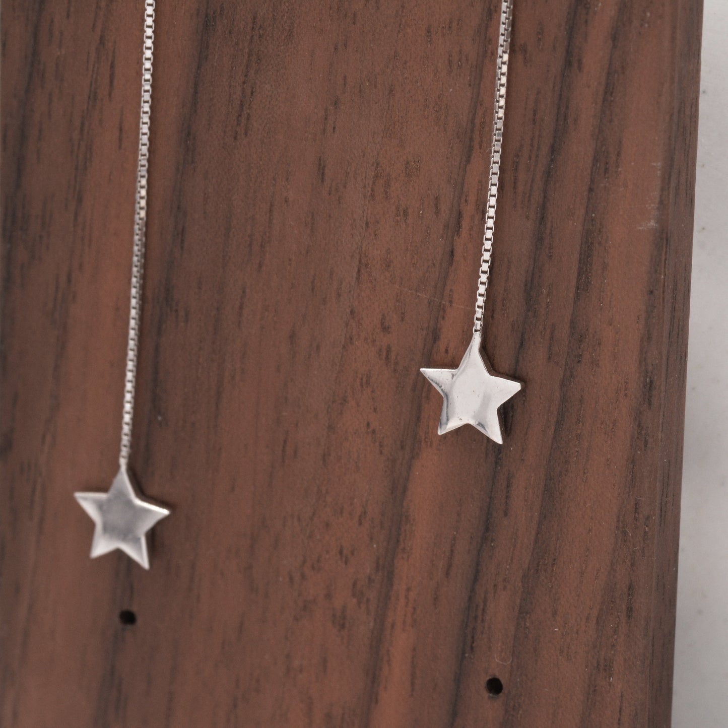 Sterling Silver Solid Little Star Threaders, Tiny Star Threaders, Star Earrings, Celestial Earrings, Minimalist