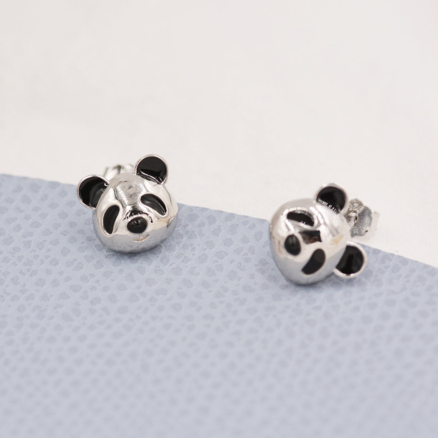 Cute Panda Earrings in Sterling Silver, Panda Bear Stud Earrings, Animal Earrings, Nature Lover