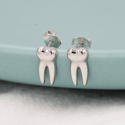 Teeth Earrings in Sterling Silver, Molar Stud Earrings, Silver Tooth Stud Earrings, Cute and Quirky Earrings