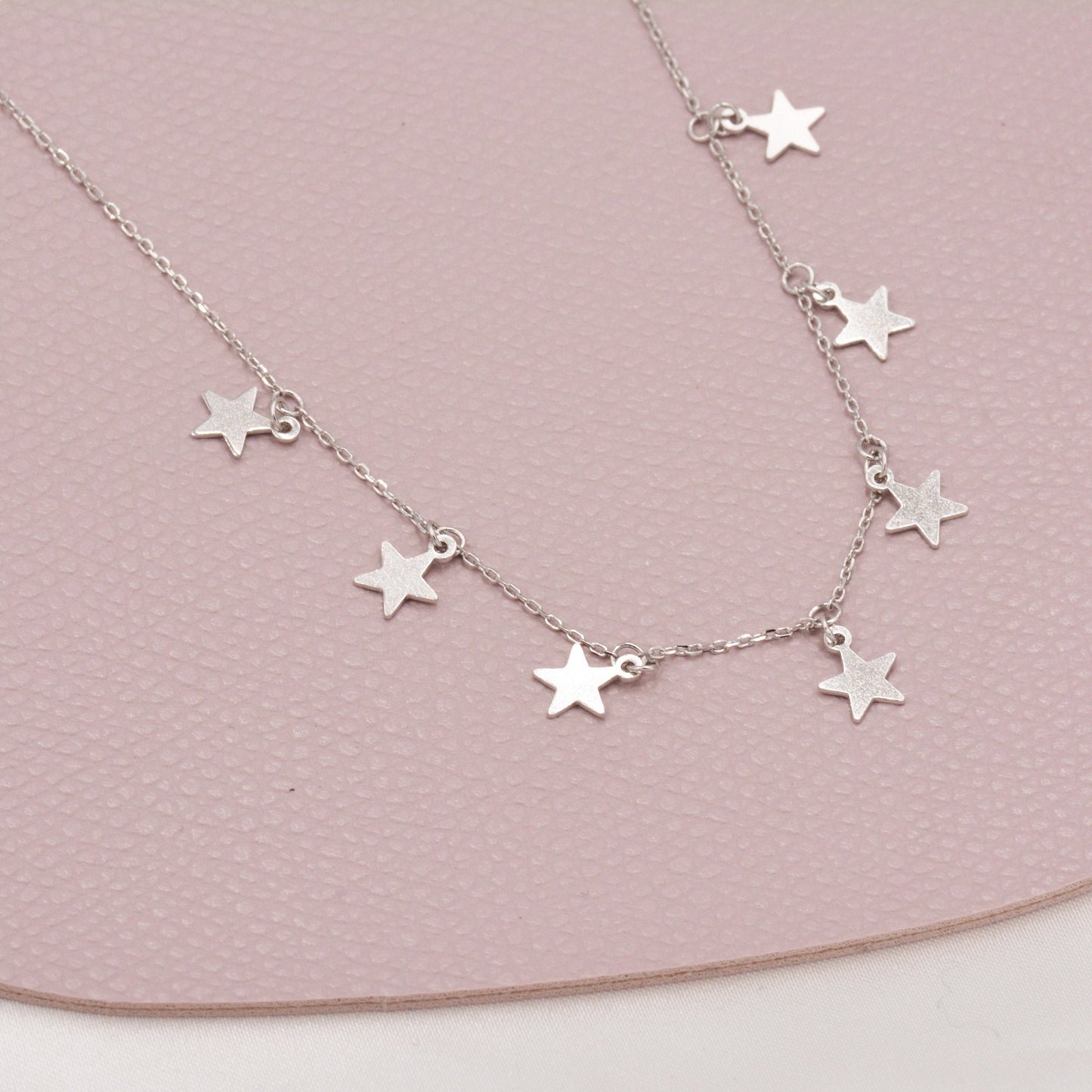 Star Choker Necklace in Sterling Silver, Silver or Gold, Star Collar Necklace, Short Necklace