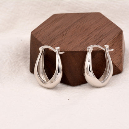 Chunky Oval Hoop Earrings in Sterling Silver, 20mm Hoops, Silver or Gold, Dangle Drop Earrings,  Light Weight