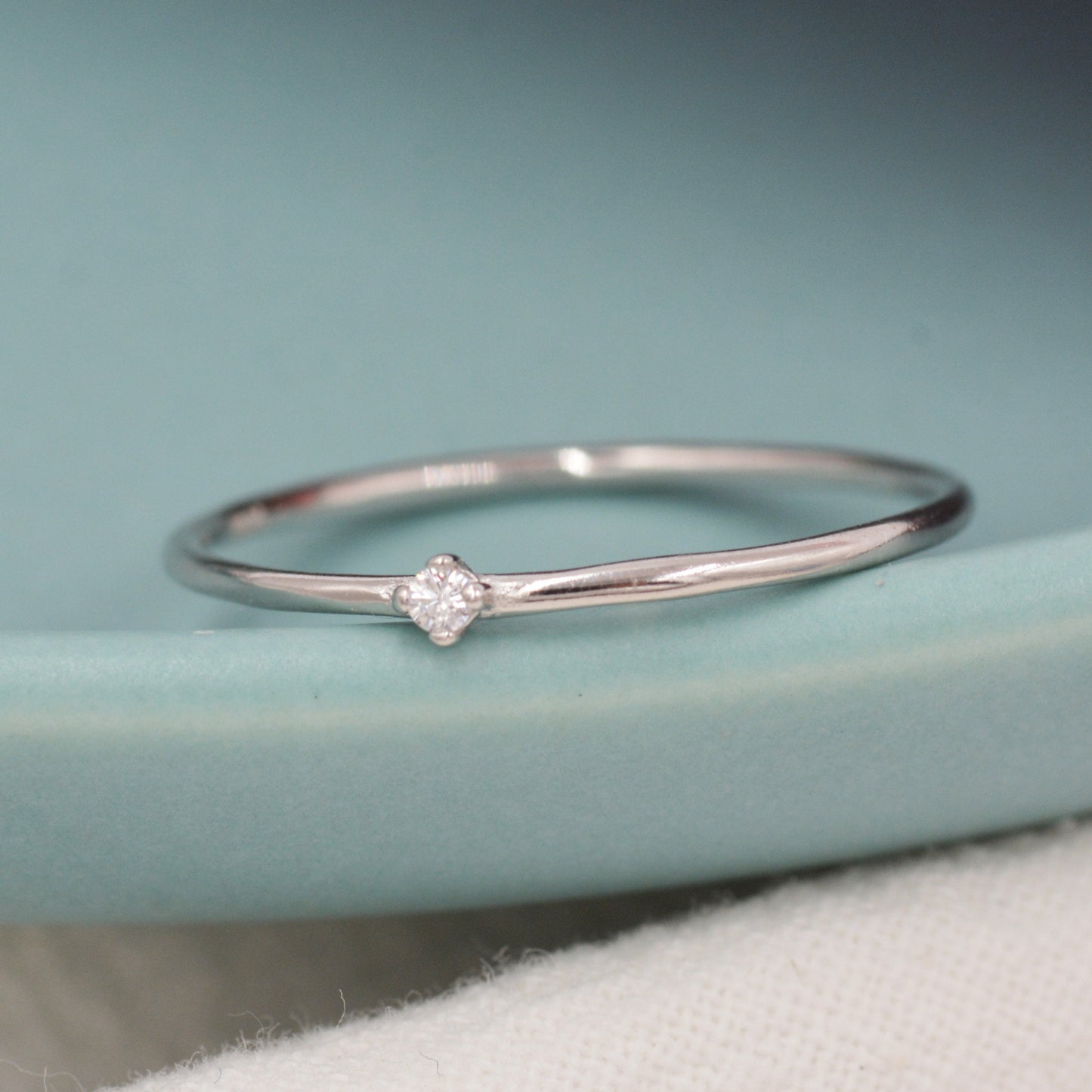 Extra Fine Single CZ Ring in Sterling Silver, Extra Skinny Stacking Rings,  US 4 5 6 7 Sized Delicate Rings,