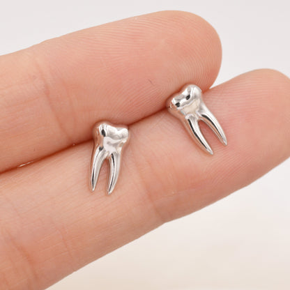 Teeth Earrings in Sterling Silver, Molar Stud Earrings, Silver Tooth Stud Earrings, Cute and Quirky Earrings