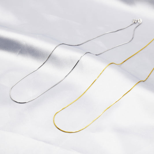 Minimalist Choker Chain in Sterling Silver, Silver or Gold, Plain Snake Chain Necklace, Skinny and Delicate Collar Necklace