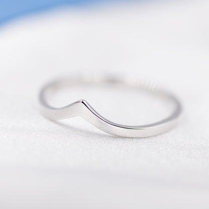 Sterling Silver Wishbone V Shape Silver Ring, Stackable Ring, Crown Ring, Tiara Ring, Skinny and Delicate Ring US 6 - 8