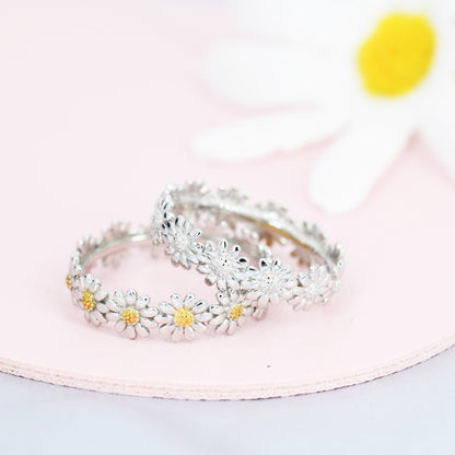 Sterling Silver Daisy Ring, Flower Infinity Band, Eternity Ring, Friendship Ring,  Nature Inspired Jewellery US 5 - 8