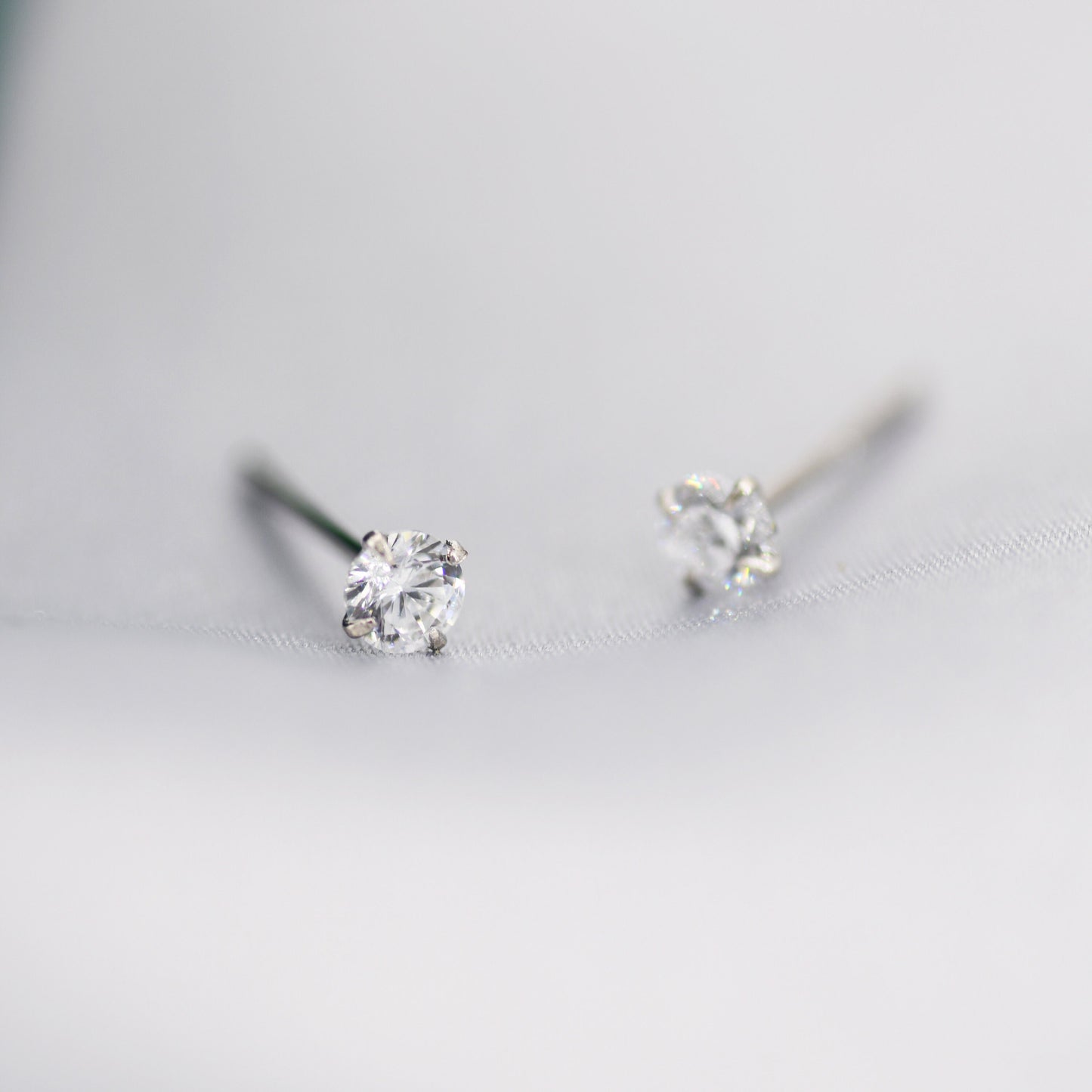 April Birthstone, Diamond Stud Earrings in Sterling Silver, Extra Tiny Crystal Stud, 3mm Birthstone CZ Earrings