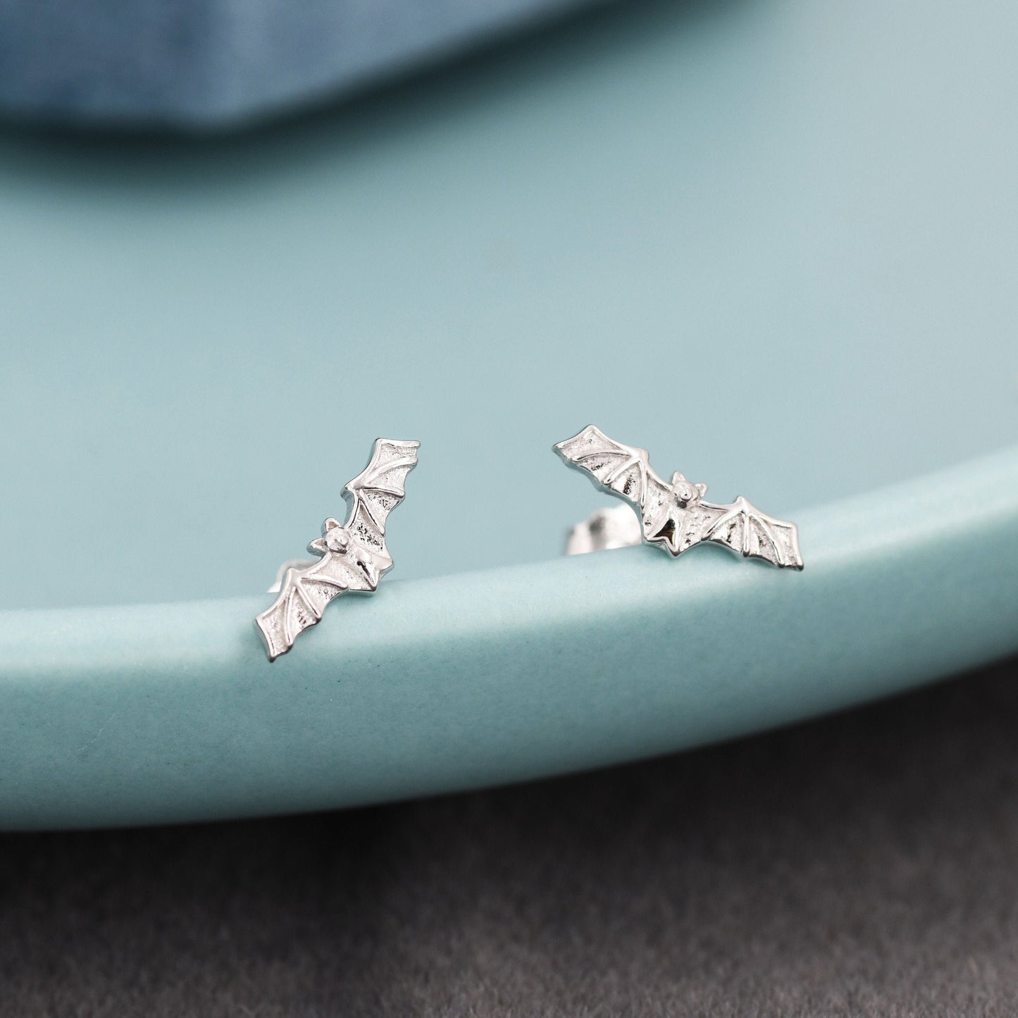 Extra Tiny Bat Stud Earrings in Sterling Silver, Silver or Gold, Stacking Earrings, Animal Earrings
