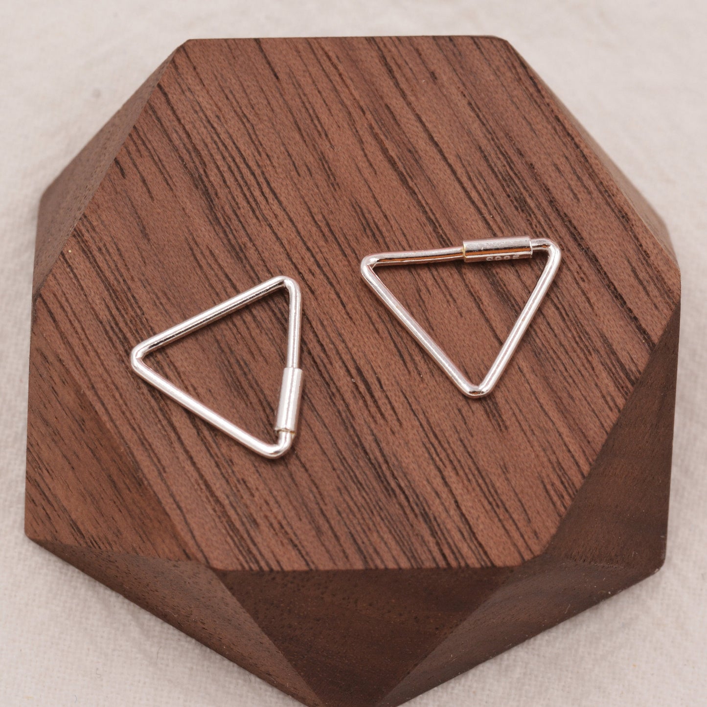 Sterling Silver Minimalist Geometric Square and Triangle Hoop Creole Style Earrings, Dainty and Delicate, Modern Contemporary Design