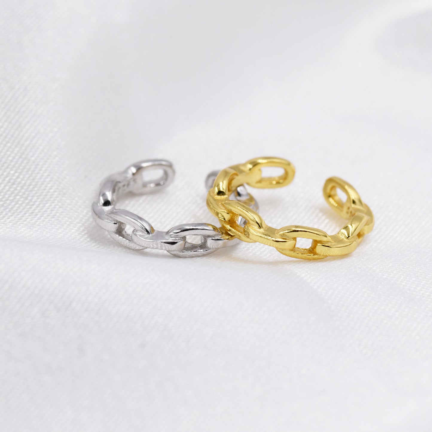 Chain Ear Cuff in Sterling Silver, Sold as a Single, Silver or Gold, Tiny Link Chain Ear Cuff, Piercing Free Earrings