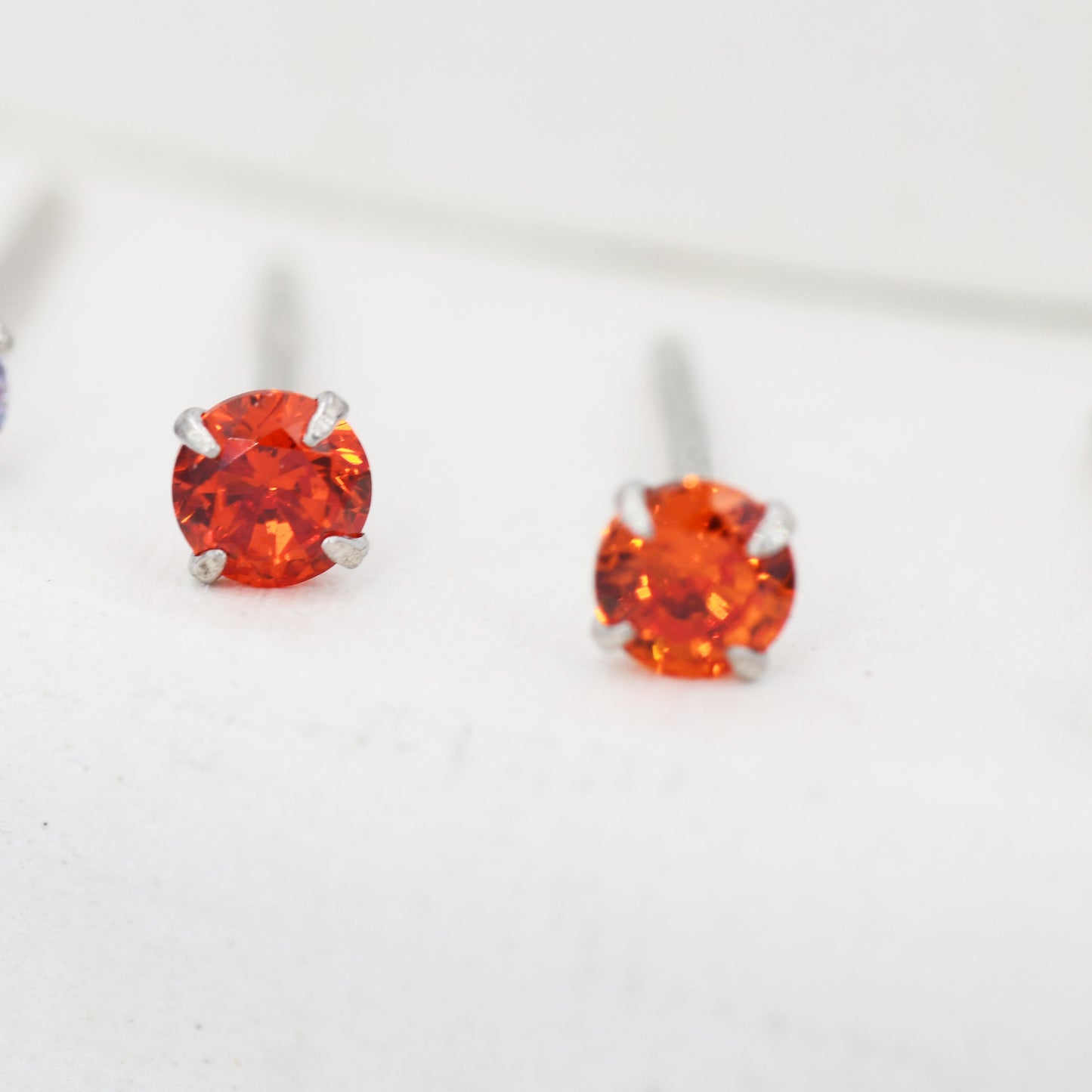 Sterling Silver July Birthstone Earrings, Ruby Red Stud Earrings, Extra Tiny Crystal Stud, 3mm Birthstone CZ Earrings