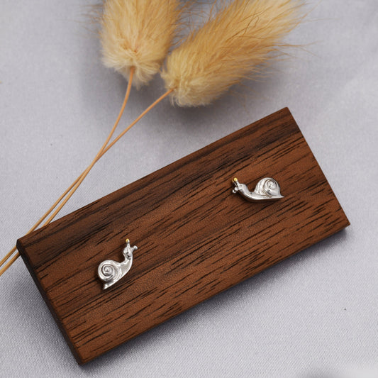 Snail Stud Earrings in Sterling Silver,  Cute Snail Earrings, Silver Animal Earrings, Nature Inspired Jewellery