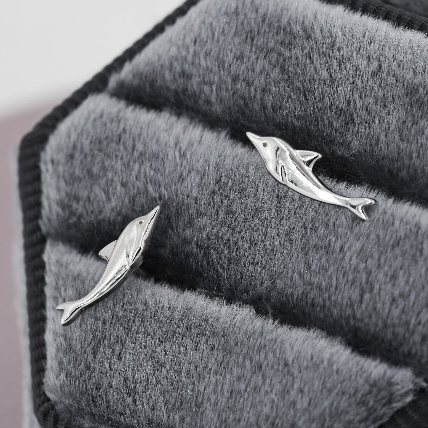 Extra Tiny Dolphin Fish Stud Earrings in Sterling Silver, Dolphin Earrings,  Nature Inspired Animal Earrings