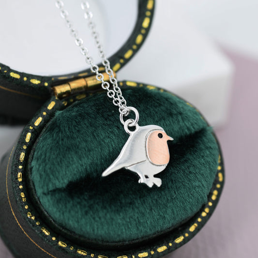 Robin Bird Pendant Necklace in Sterling Silver, Silver Animal Pendant, Nature Inspired Jewellery, Bird Necklace