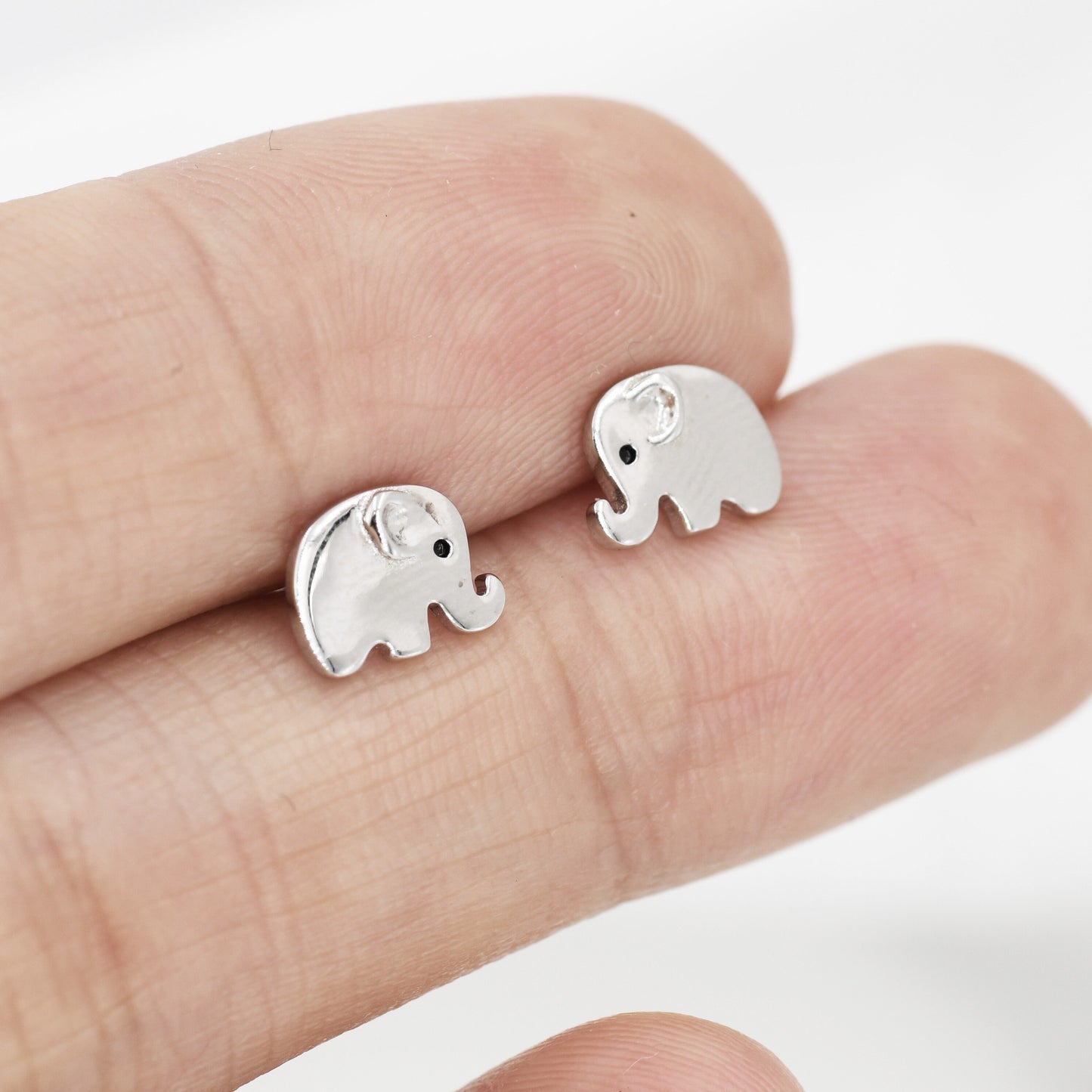 Cute Baby Elephant Stud Earrings in Sterling Silver, Tiny Elephant Earrings, Nature Inspired Animal Earrings
