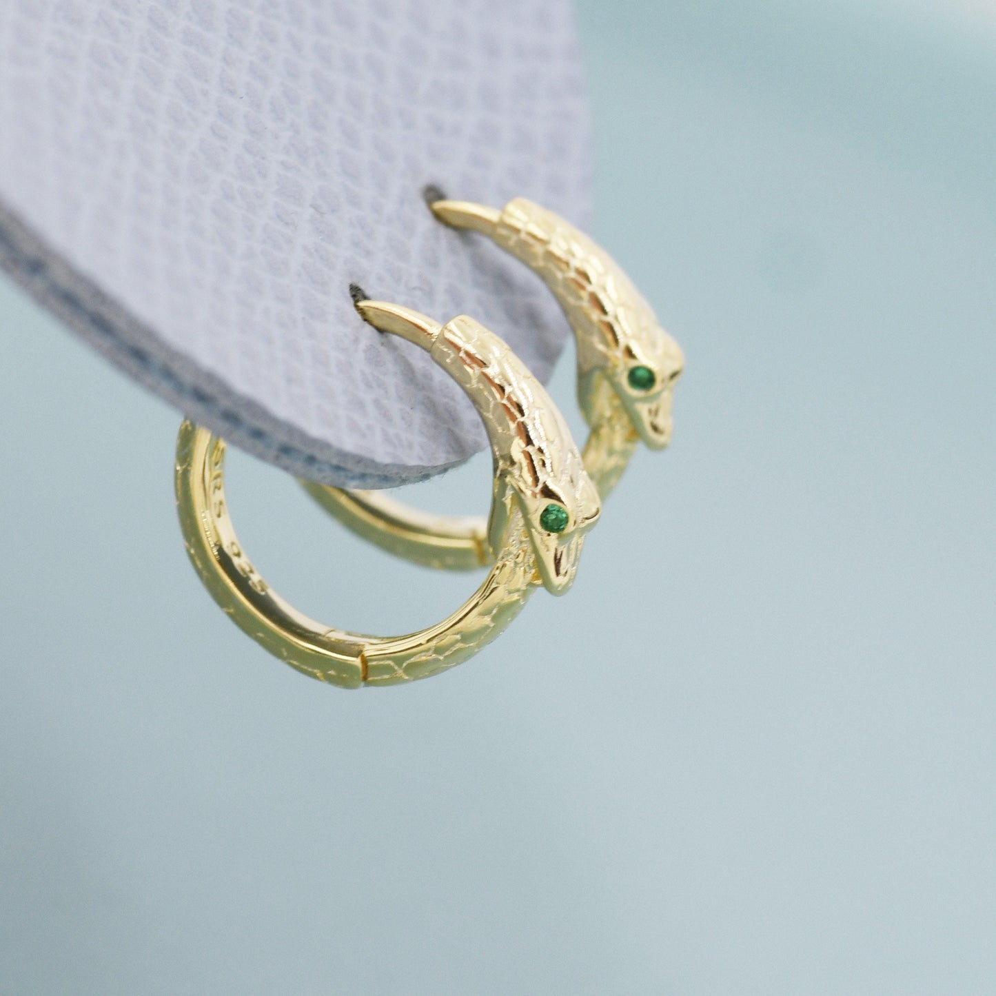 Snake Huggie Hoop in Sterling Silver, Silver or Gold,  10mm Inner Diameter, Ouroboros Hoop Earrings, Serpent Earrings