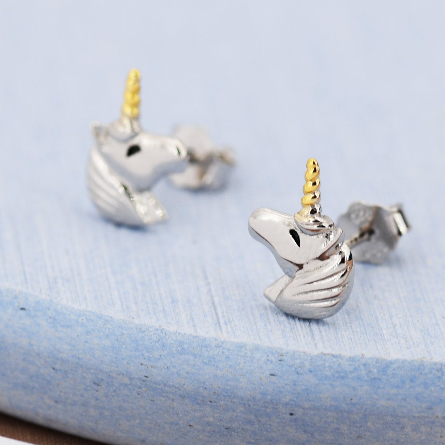 Unicorn Stud Earrings in Sterling Silver, Cute Earrings For Girls, Animal Earrings