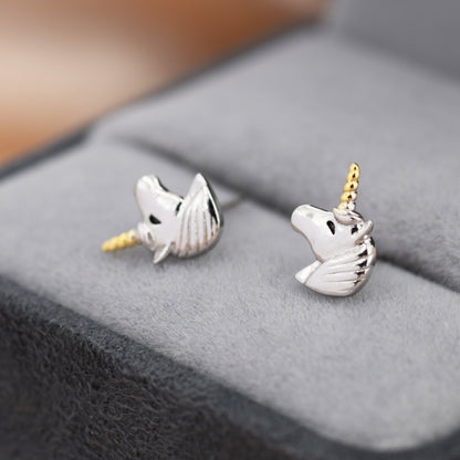 Unicorn Stud Earrings in Sterling Silver, Cute Earrings For Girls, Animal Earrings