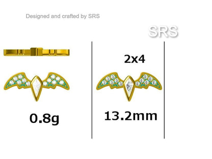 CZ Crystal Bat Stud Earrings in Sterling Silver, Silver or Gold, Rhombus Bat Earrings, Stacking Earrings, Animal Earrings
