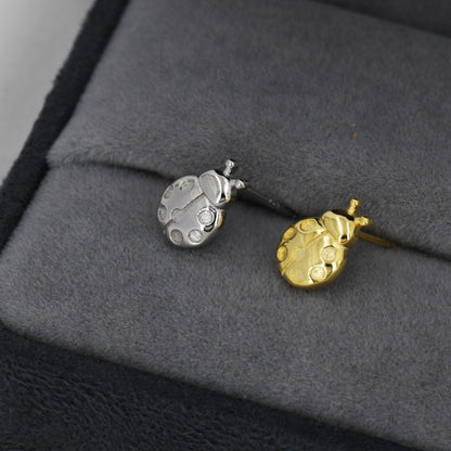 Tiny Ladybird Stud Earrings in Sterling Silver, Silver or Gold, Nature Inspired Animal Earrings