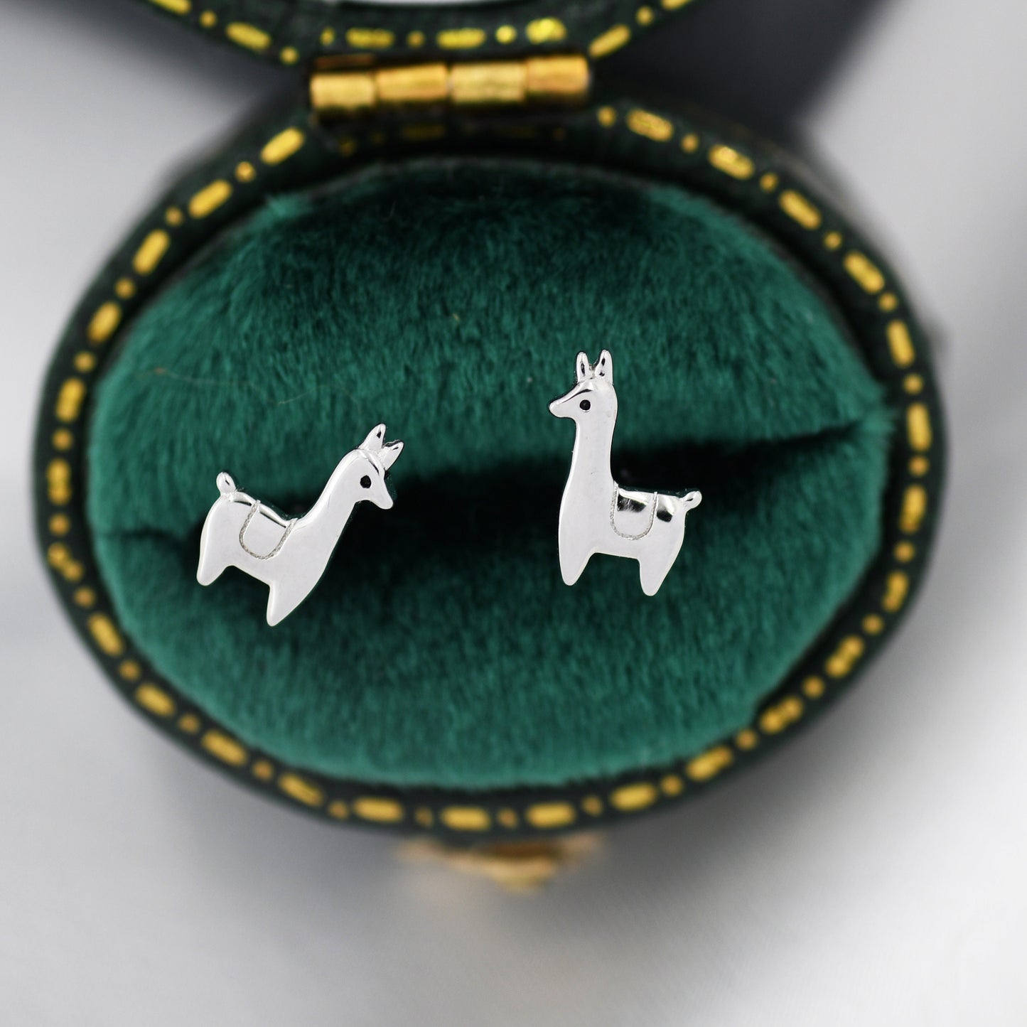 Tiny Llama Stud Earrings in Sterling Silver, Alpaca Sheep Earrings, Nature Inspired Animal Earrings