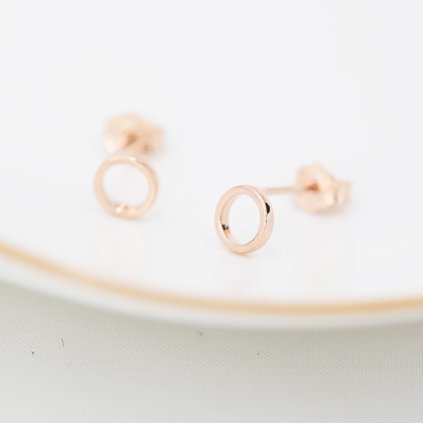 Tiny Open Circle Stud Earrings in Sterling Silver, Silver, Gold or Rose Gold, Circle Earrings, Geometric Minimalist Earrings