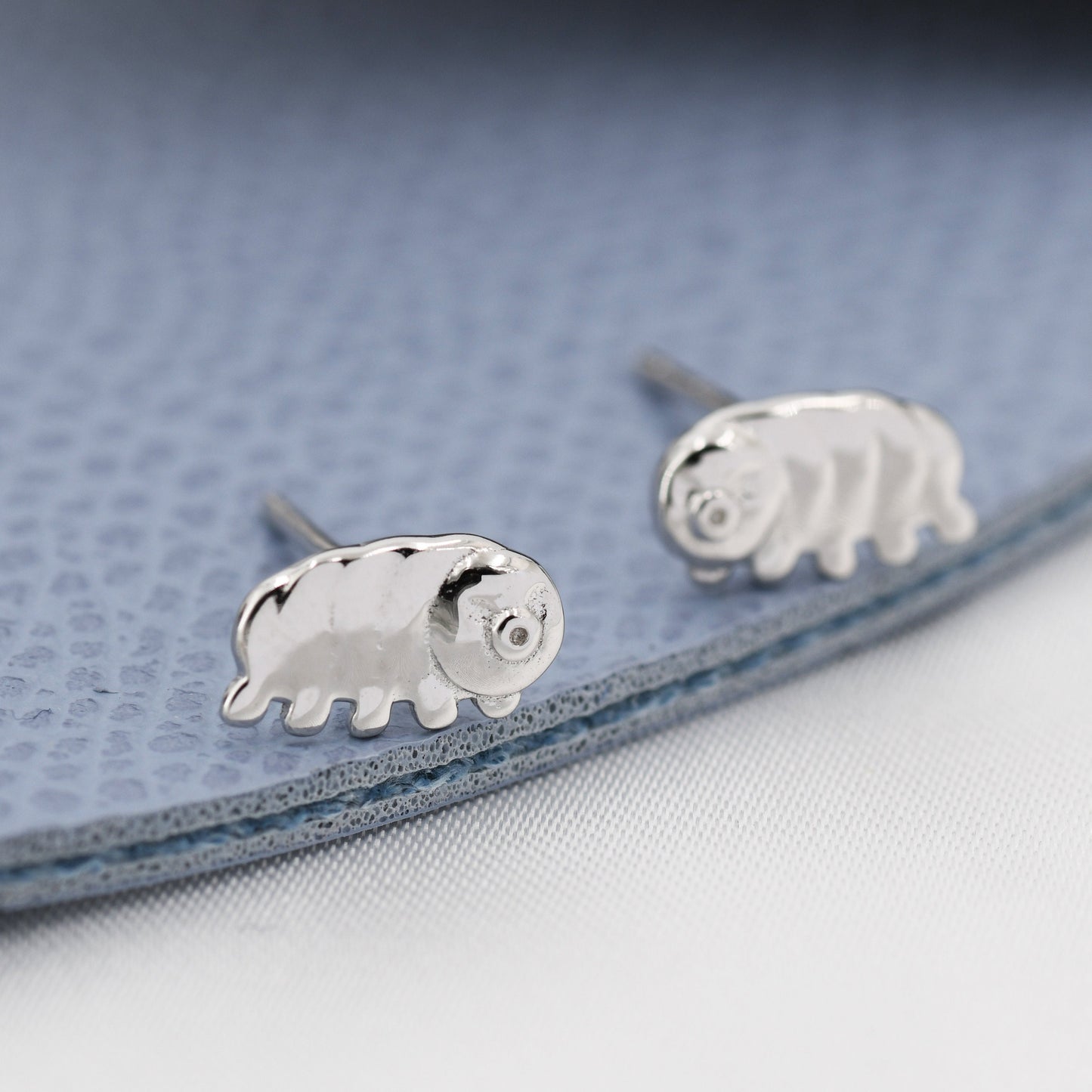 Water Bear Stud Earrings in Sterling Silver, Tardigrades Earrings, Nature Inspired Animal Earrings
