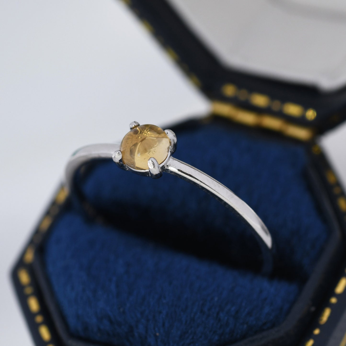 Genuine Citrine Crystal Ring in Sterling Silver, US 5 - 8, Natural Yellow Citrine Ring, November Birthstone Ring