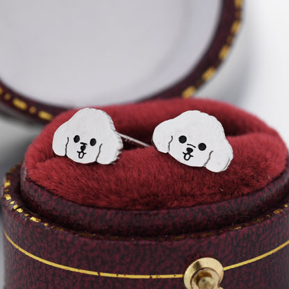 Poodle Puppy Stud Earrings in Sterling Silver, Dog Earrings, Poodle Dog Earrings, Pet Lover, Dog Lover