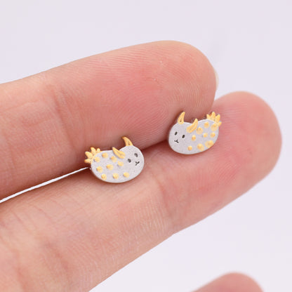 Sea Bunny Stud Earrings in Sterling Silver, Sea Slug Earrings, Rabbit Earrings, Nature Inspired Animal Earrings, Ocean Animal