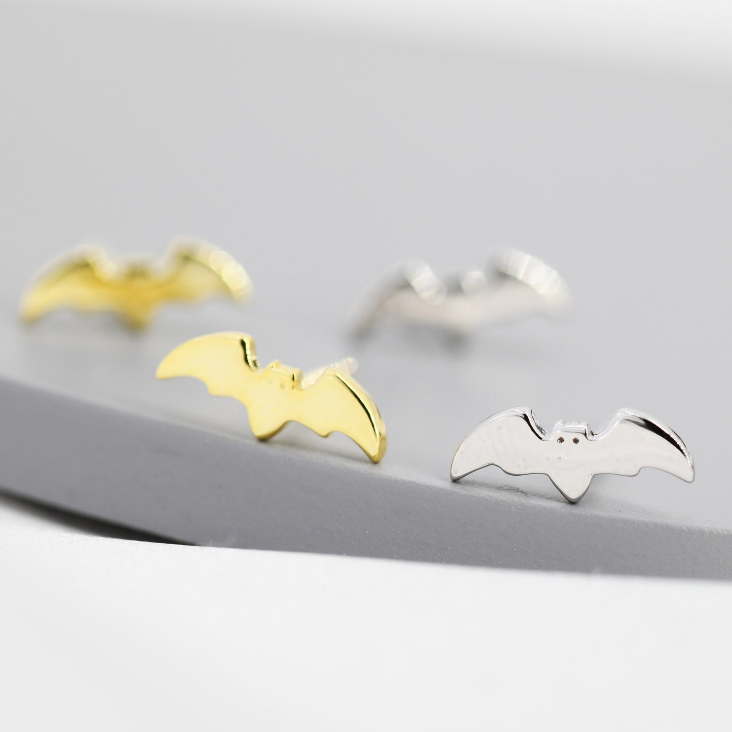 Tiny Bat Stud Earrings in Sterling Silver, Silver or Gold, Simple Bat Earrings, Stacking Earrings, Animal Earrings