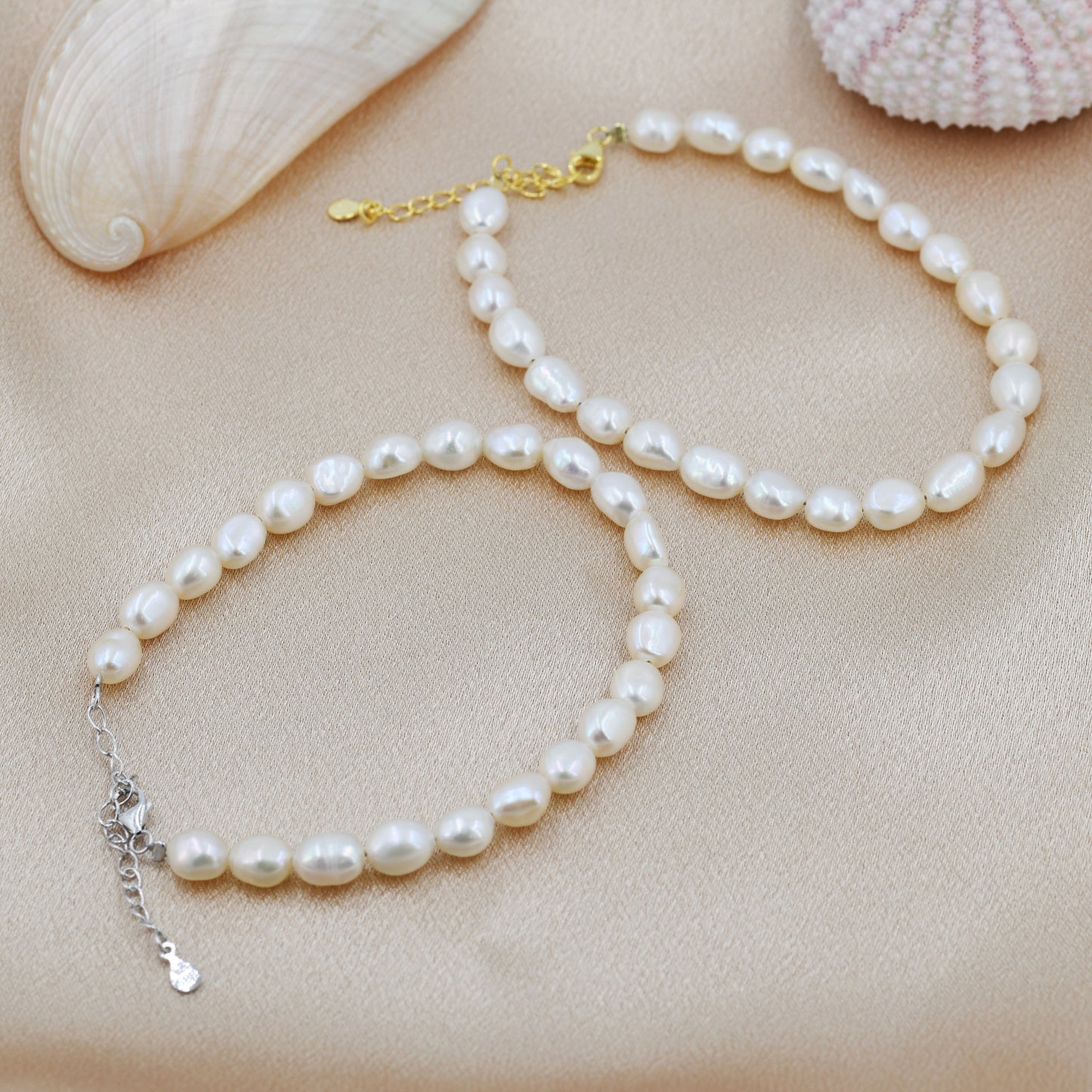 Sterling Silver Baroque Pearl Bracelet, Silver or Gold, Genuine Fresh Water Pearls, Natural Pearl Bracelet