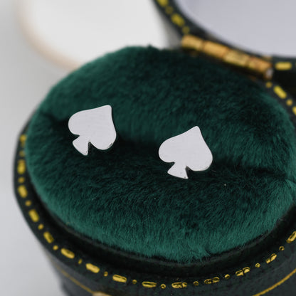 Card Suit Stud Earrings in Sterling Silver, Spade Earrings, Club Earring, Poker Set Earrings