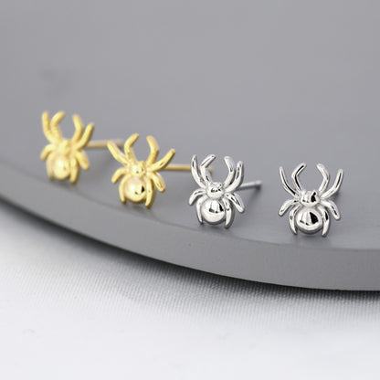 Spider Stud Earrings in Sterling Silver, Silver or Gold, Animal Earrings, Nature Inspired, Insect Earrings