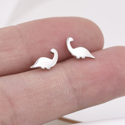 Tiny Dinosaur Stud Earrings in Sterling Silver, Silver or Gold
