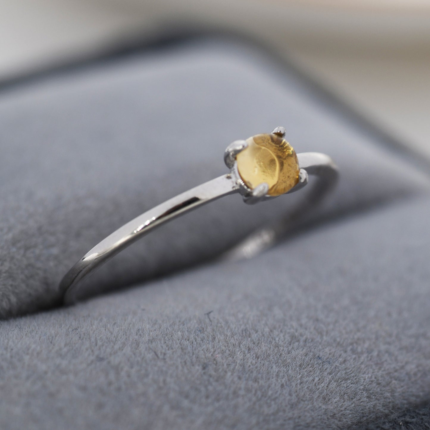 Genuine Citrine Crystal Ring in Sterling Silver, US 5 - 8, Natural Yellow Citrine Ring, November Birthstone Ring