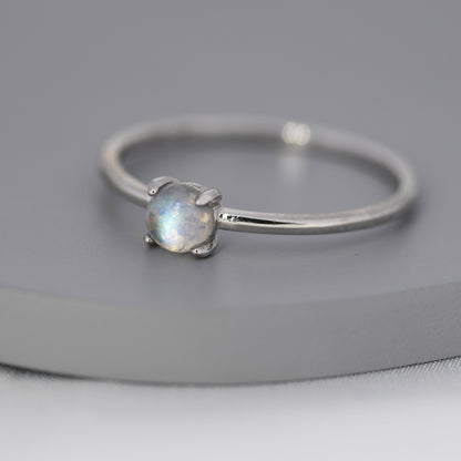 Genuine Moonstone Ring in Sterling Silver, US 5 - 8, Natural Moonstone Ring