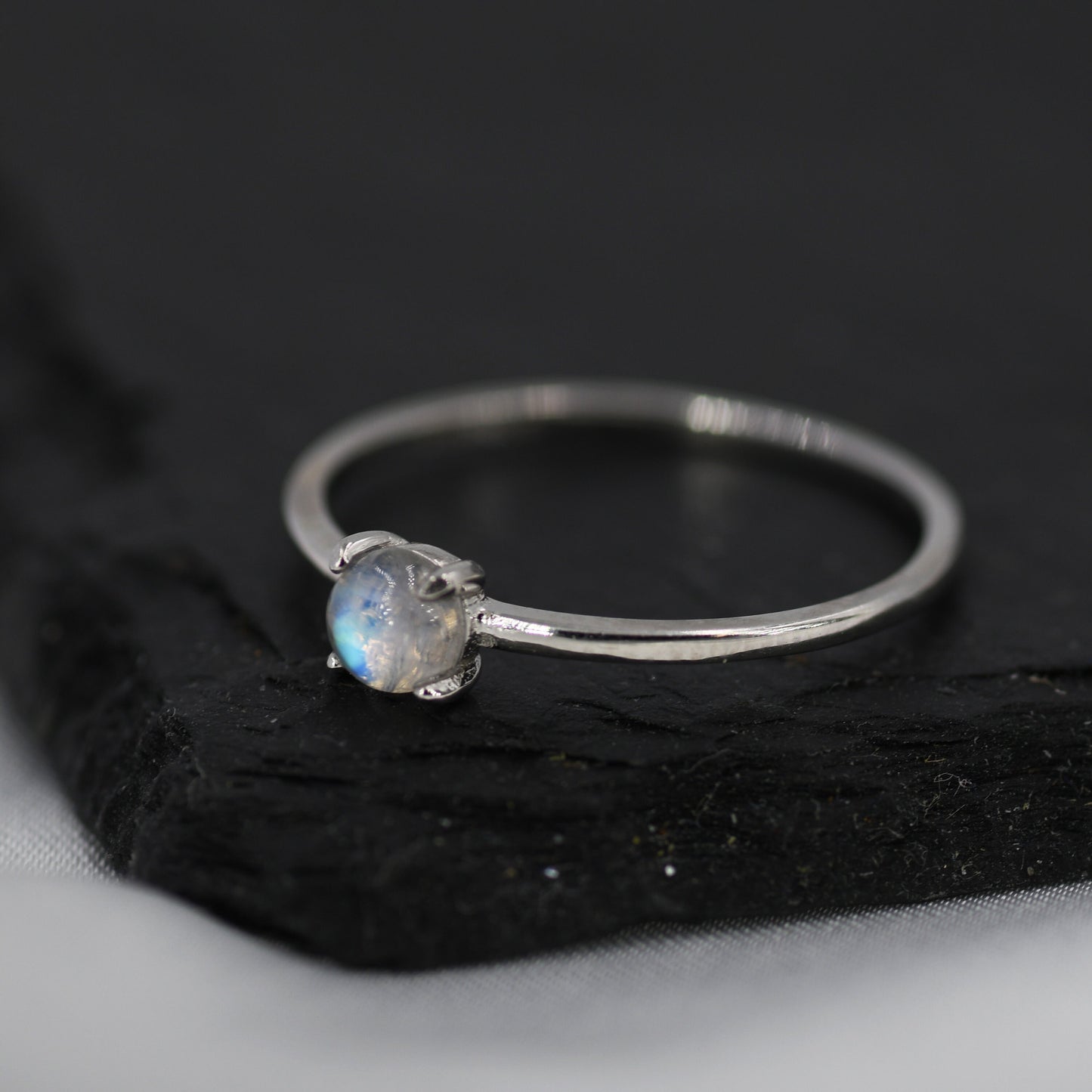Genuine Moonstone Ring in Sterling Silver, US 5 - 8, Natural Moonstone Ring