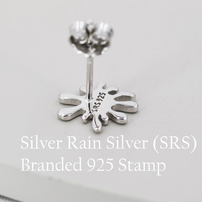 Water Splash Stud Earrings in Sterling Silver, Silver or Gold, Organic Shape Earrings