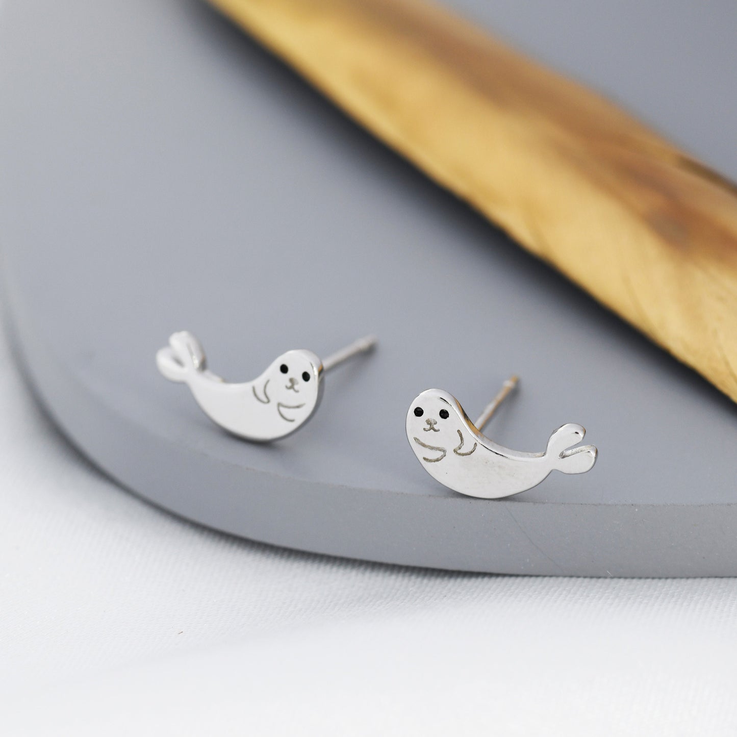 Seal Stud Earrings in Sterling Silver, Cute Baby Seal Earrings, Nature Inspired Animal Earrings