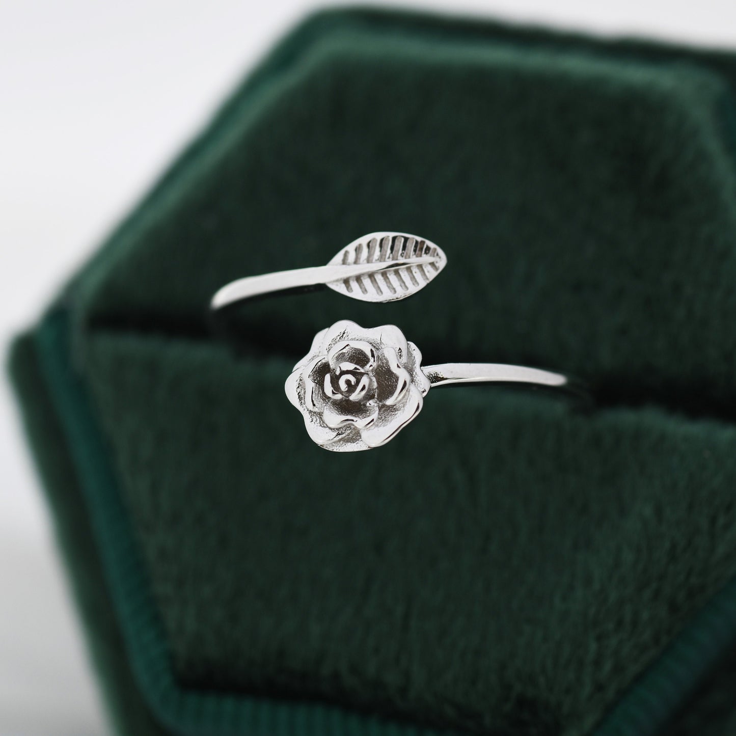 Rose Wrap Ring in Sterling Silver, Flower Ring, Silver Rose Ring, Adjustable Size