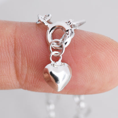 Heart Link Bracelet in Sterling Silver, Delicate Heart Infinity Bracelet, Heart Chain, Heart Charm Bracelet