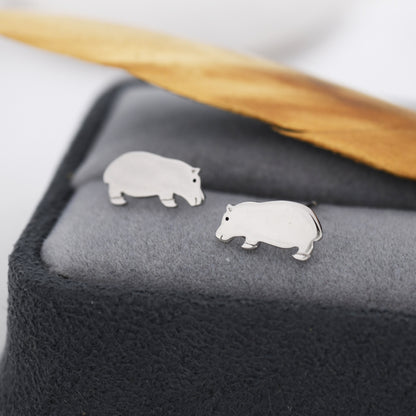 Hippo Stud Earrings in Sterling Silver, Cute Baby Hippo Earrings, Nature Inspired Animal Earrings