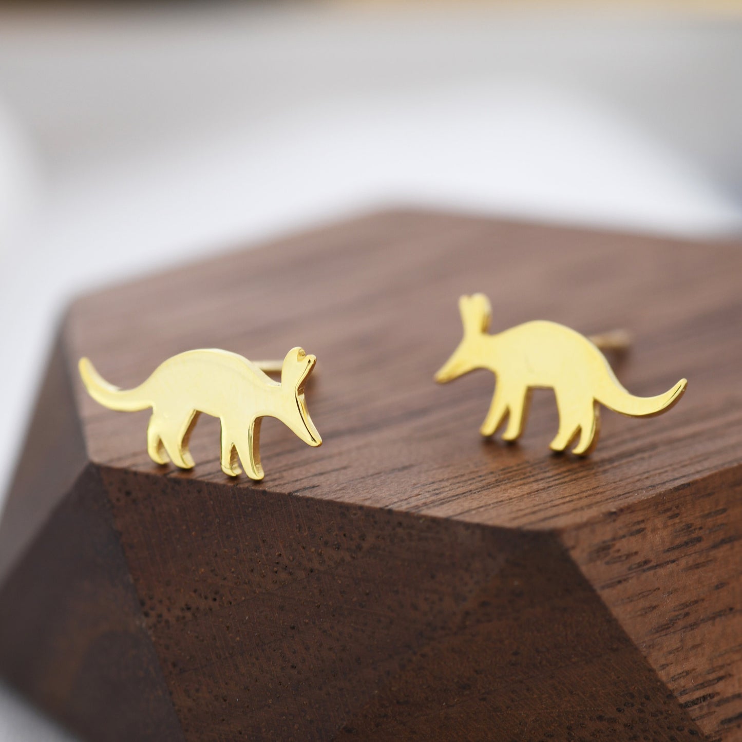 Aardvark Stud Earrings in Sterling Silver, Silver or Gold, Nature Inspired Animal Design