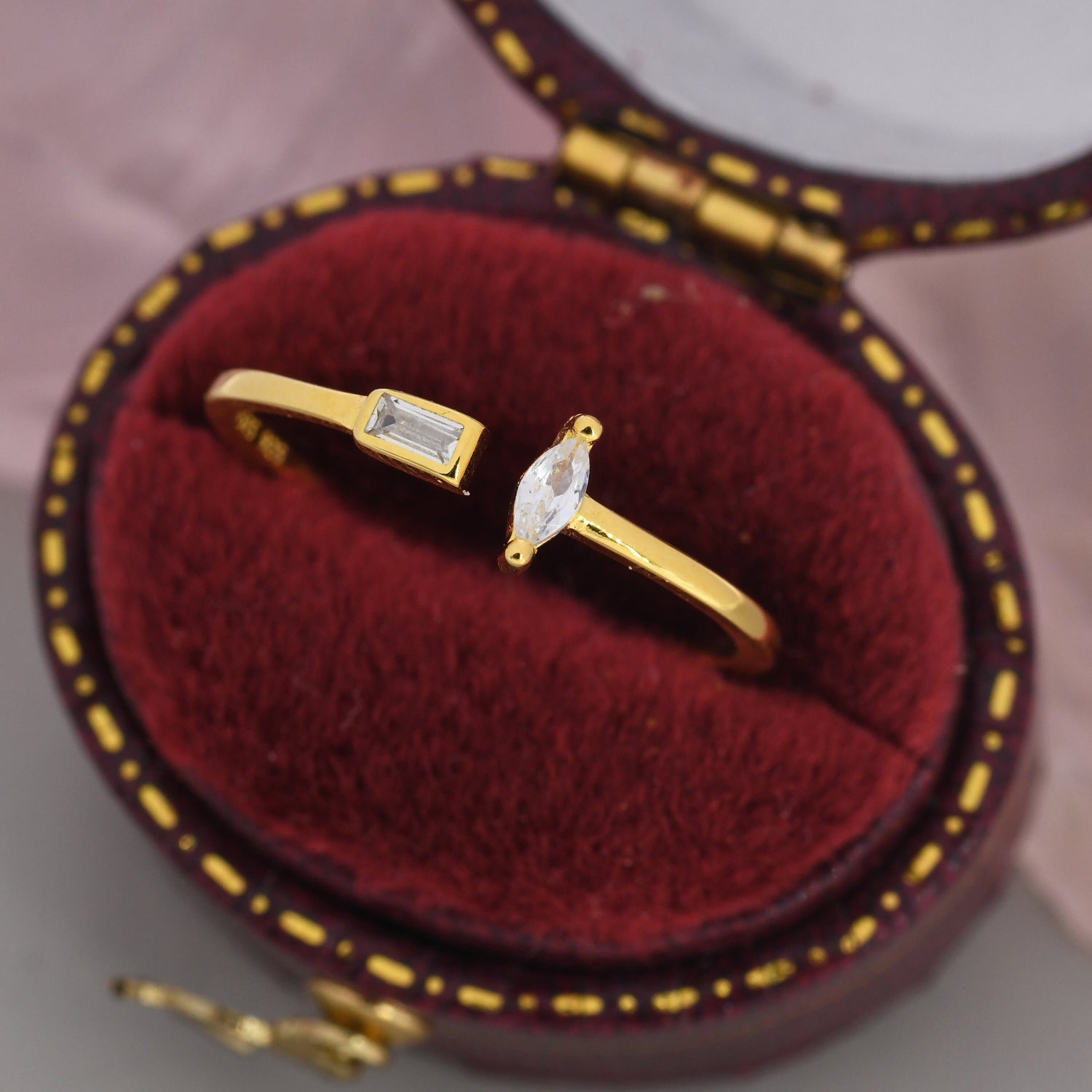 CZ Marquise & Baguette Open Ring