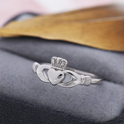 Sterling Silver Claddagh Ring, Traditional Irish Ring US 5 - 8,  Delicate Celtic Symbol Jewellery