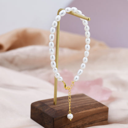 Sterling Silver Freshwater Baroque Pearl Bracelet, Silver or Gold, Genuine Fresh Water Pearls, Natural Pearl Bracelet, Ivory Pearls