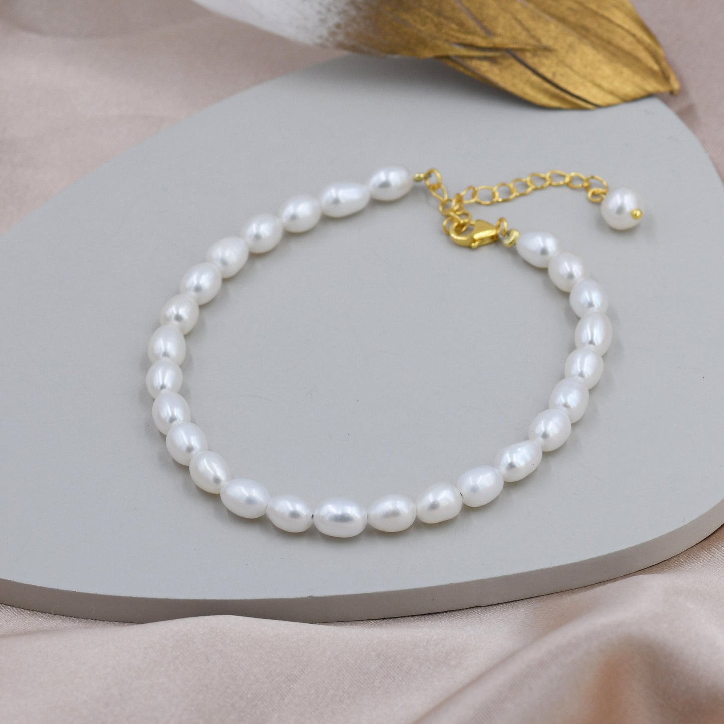 Sterling Silver Freshwater Baroque Pearl Bracelet, Silver or Gold, Genuine Fresh Water Pearls, Natural Pearl Bracelet, Ivory Pearls