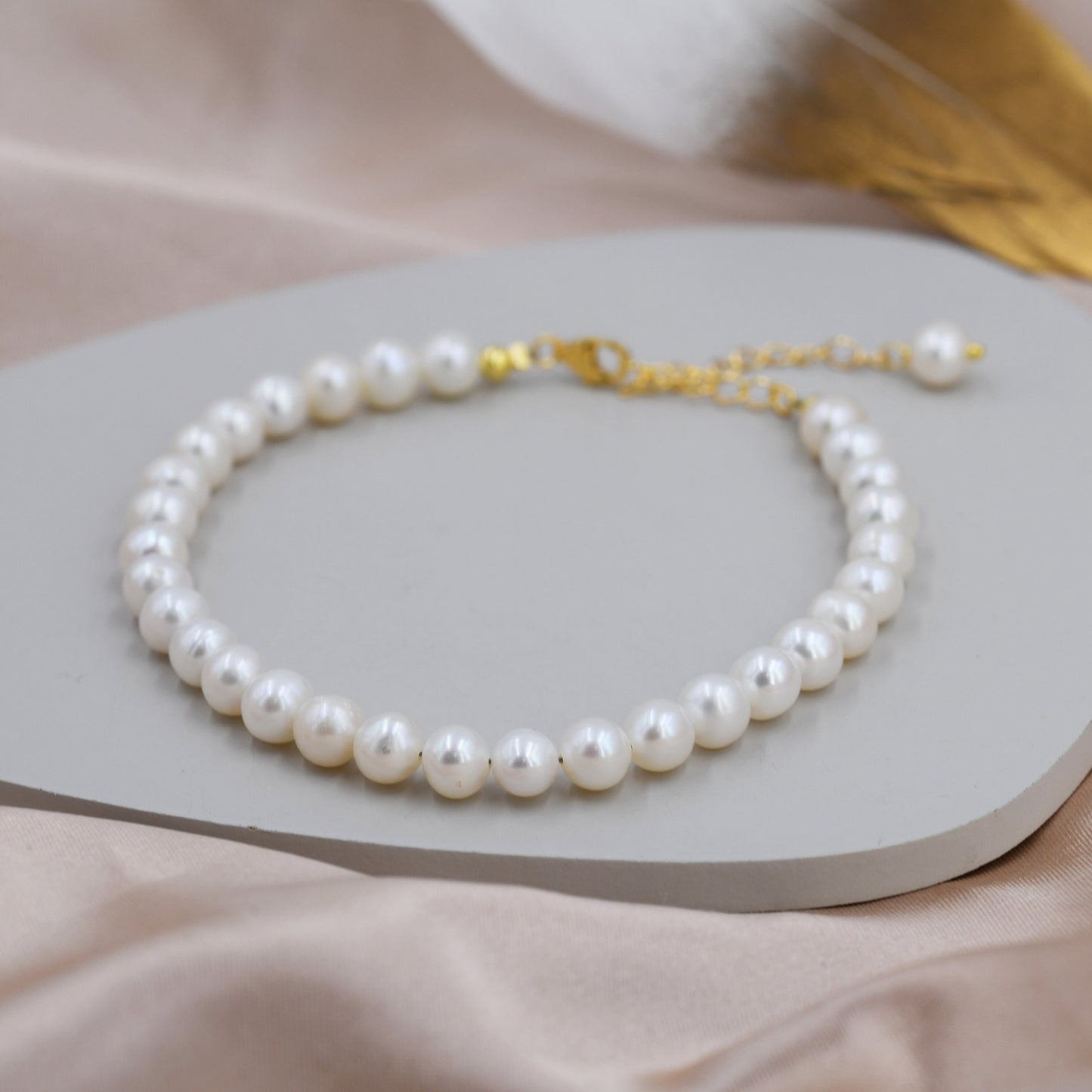 Sterling Silver Freshwater Baroque Pearl Bracelet, Silver or Gold, Genuine 6mm Fresh Water Pearls, Natural Pearl Bracelet, Ivory Pearls